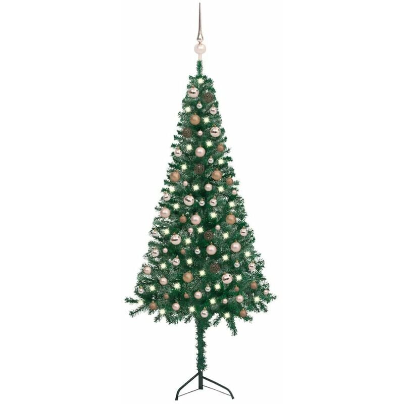 

Happyshopping - arbol de Navidad artificial esquina LED y bolas PVC verde 180cm