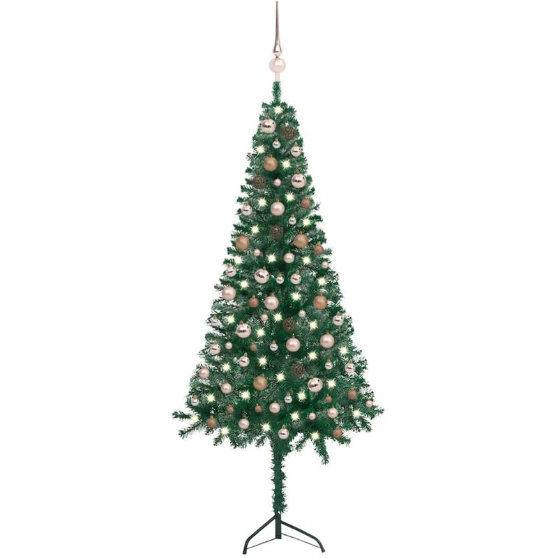 

Árbol de Navidad artificial esquina LED y bolas PVC verde 180cm