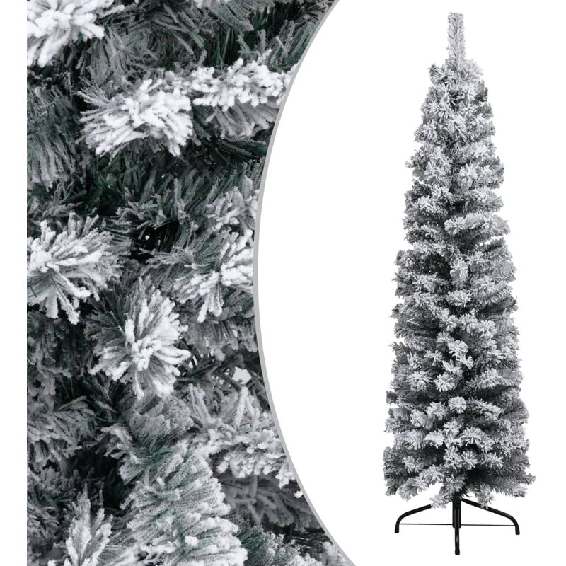

Árbol de Navidad artificial estrecho con nieve PVC verde 150 cm