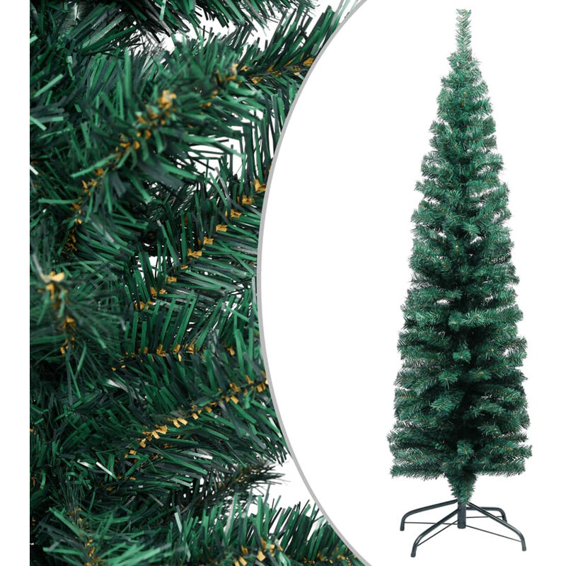 

arbol de Navidad artificial estrecho y soporte PVC verde 120 cm