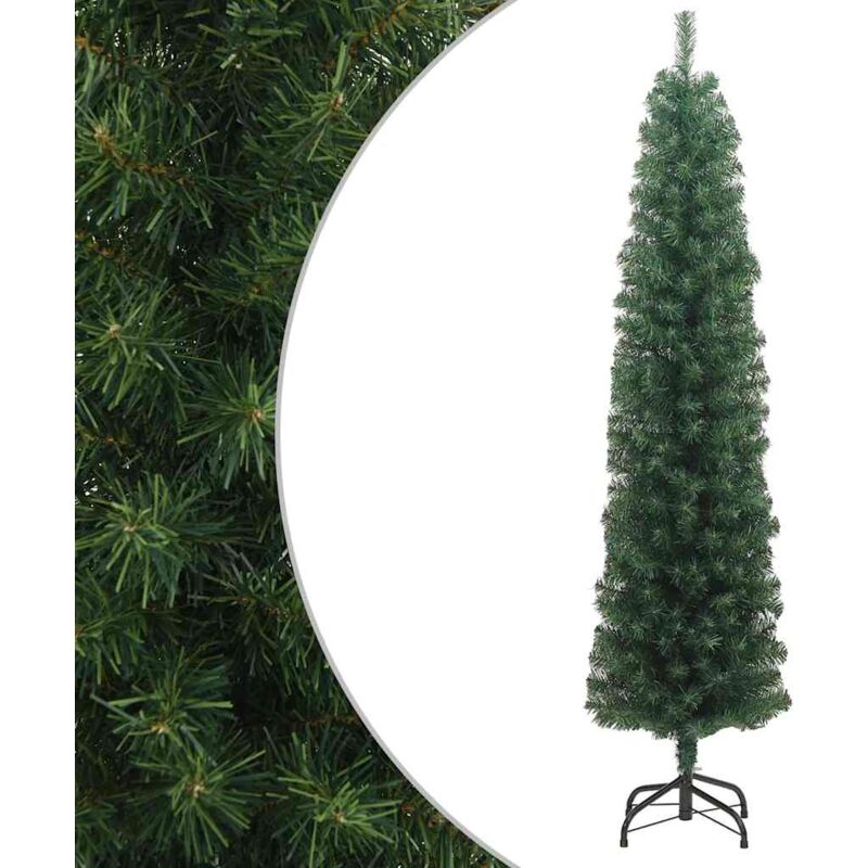 

Árbol de Navidad artificial estrecho y soporte PVC verde 240 cm - Verde - Vidaxl