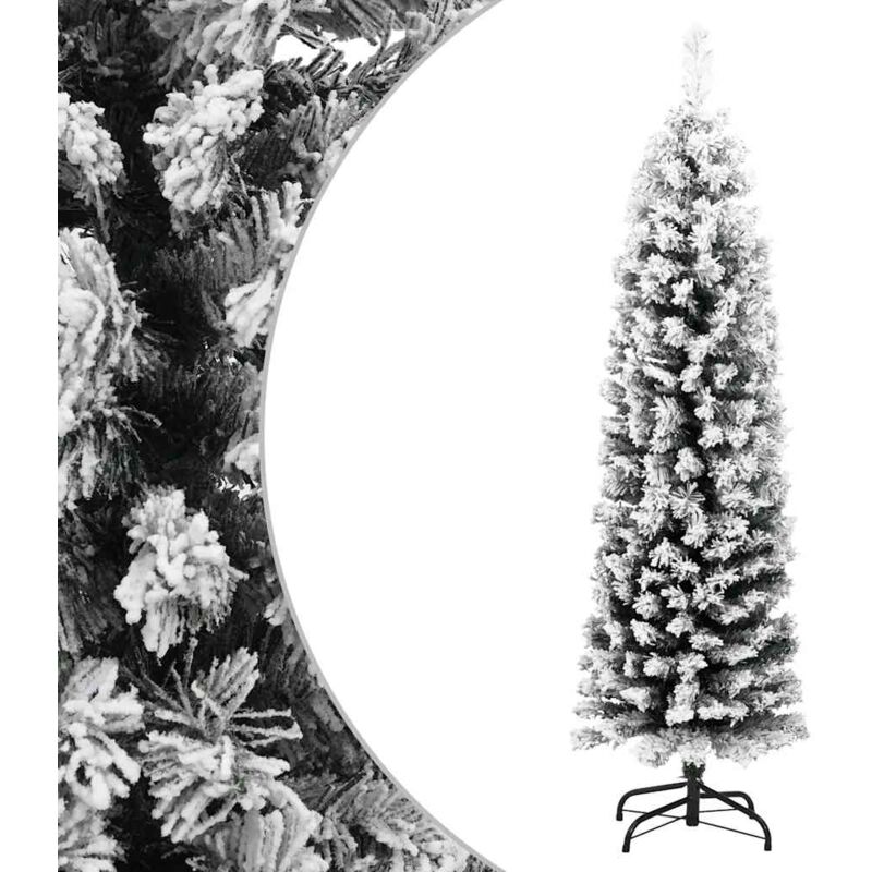 

vidaXL Árbol de Navidad artificial estrecho con nieve PVC verde 120 cm - Verde