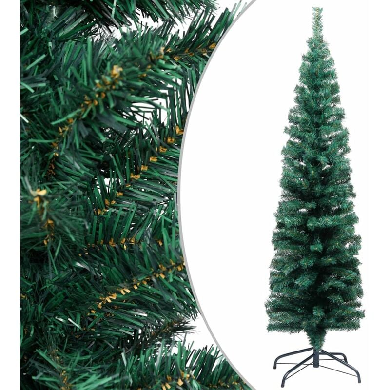 

arbol de Navidad artificial estrecho y soporte PVC verde 150 cm