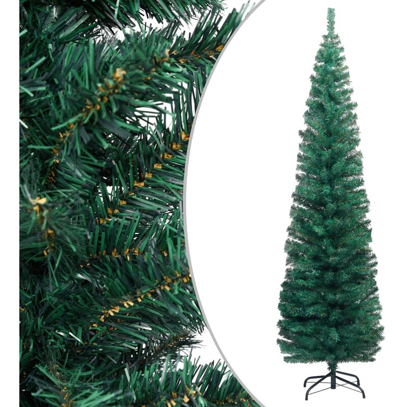 

arbol de Navidad artificial estrecho y soporte PVC verde 180 cm