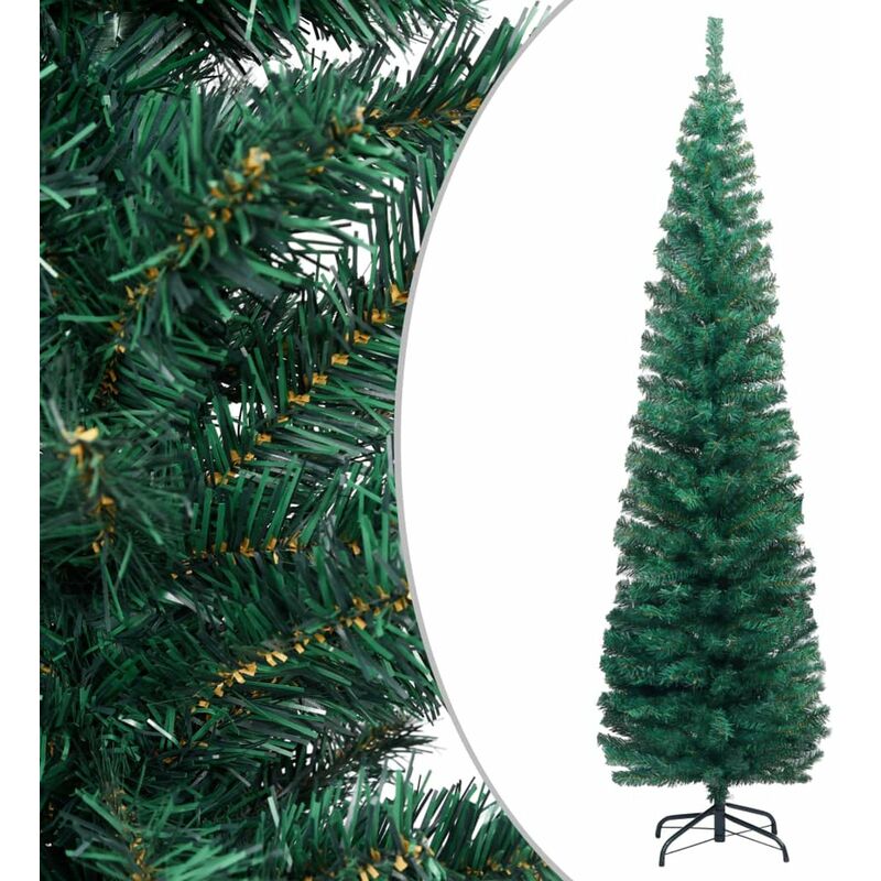 

Happyshopping - arbol de Navidad artificial estrecho y soporte PVC verde 240 cm