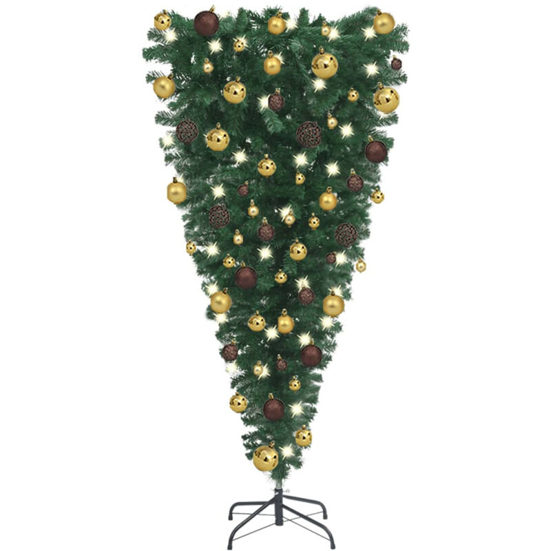 

Happyshopping - Arbol de Navidad artificial invertido con LEDs y bolas 120 cm