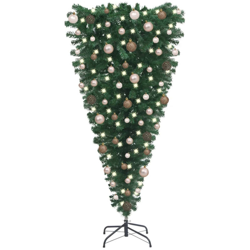 

arbol de Navidad artificial invertido con LEDs y bolas 150 cm