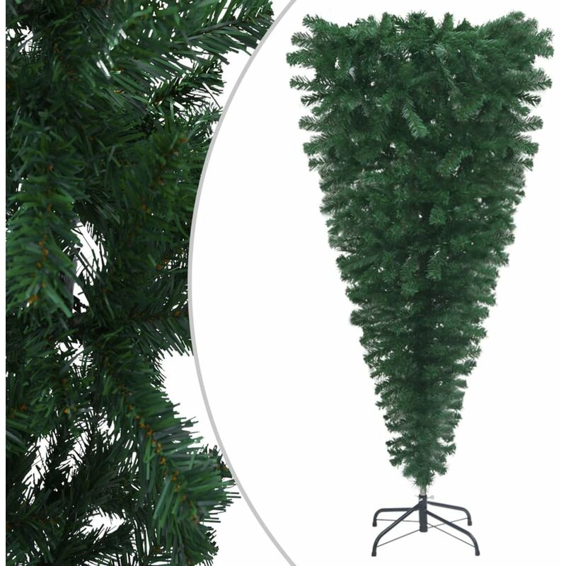 

Happyshopping - arbol de Navidad artificial invertido con soporte verde 120 cm