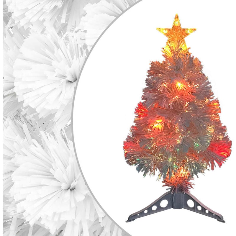 

arbol de Navidad artificial LED fibra optica blanco 64 cm