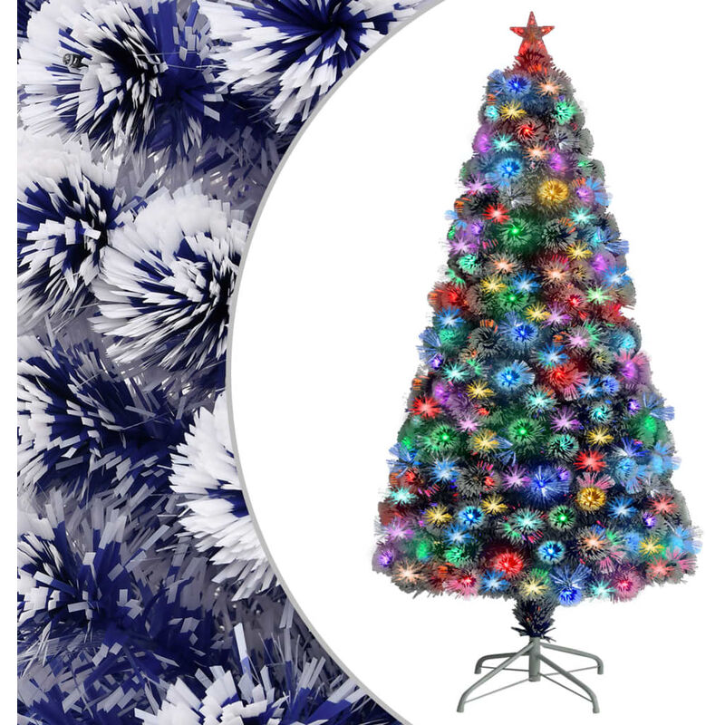

Árbol de Navidad artificial LED fibra óptica blanco azul 120 cm