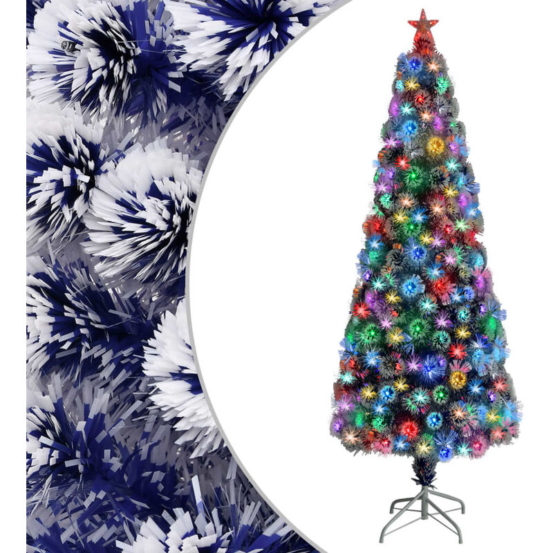 

Árbol de Navidad artificial LED fibra óptica blanco azul 210 cm