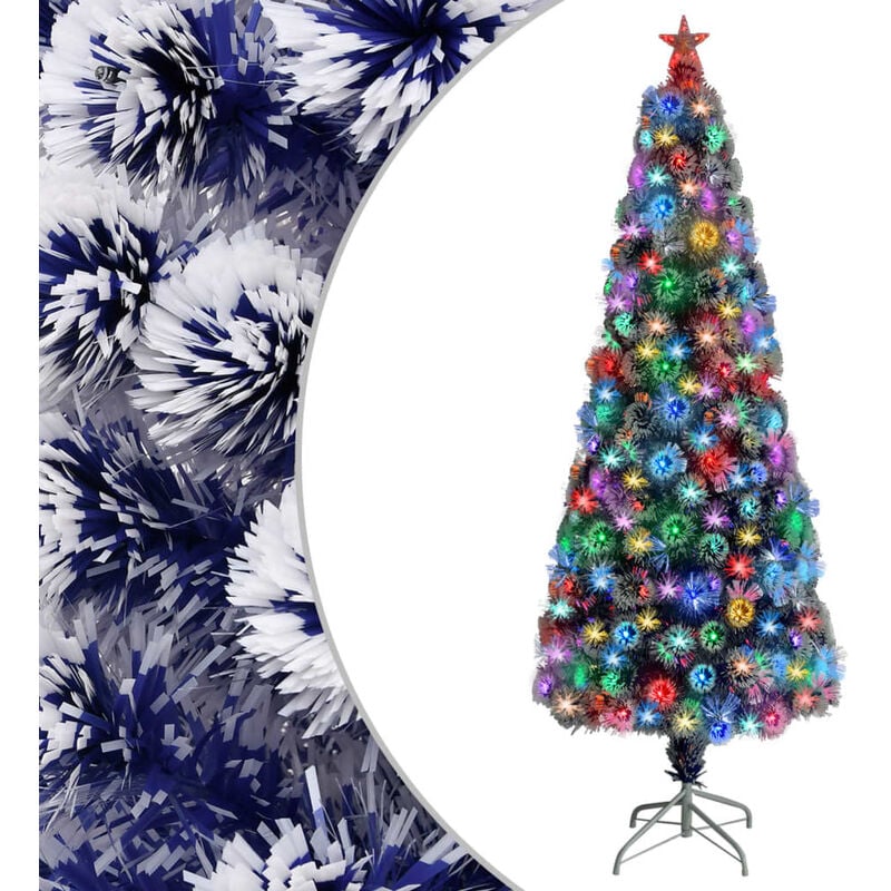 

Árbol de Navidad artificial LED fibra óptica blanco azul 240 cm