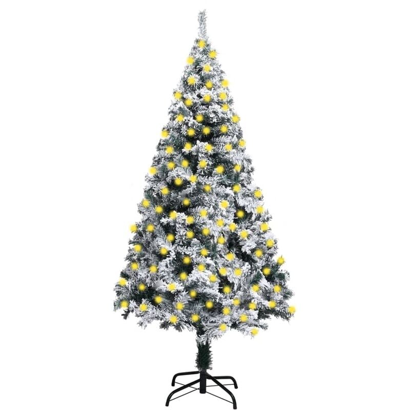 

Árbol de Navidad artificial LED nieve flocado PVC verde 210 cm