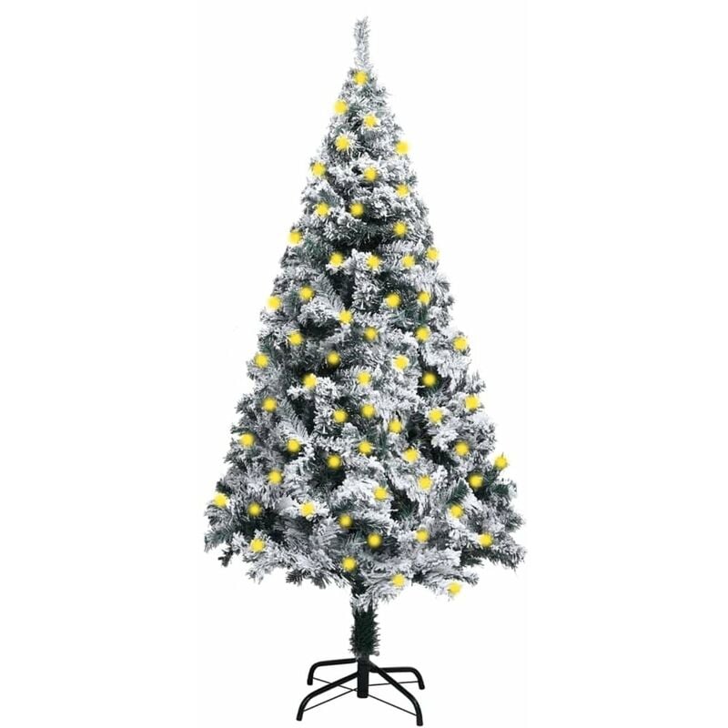 

Happyshopping - arbol de Navidad artificial LED nieve flocado verde 180 cm