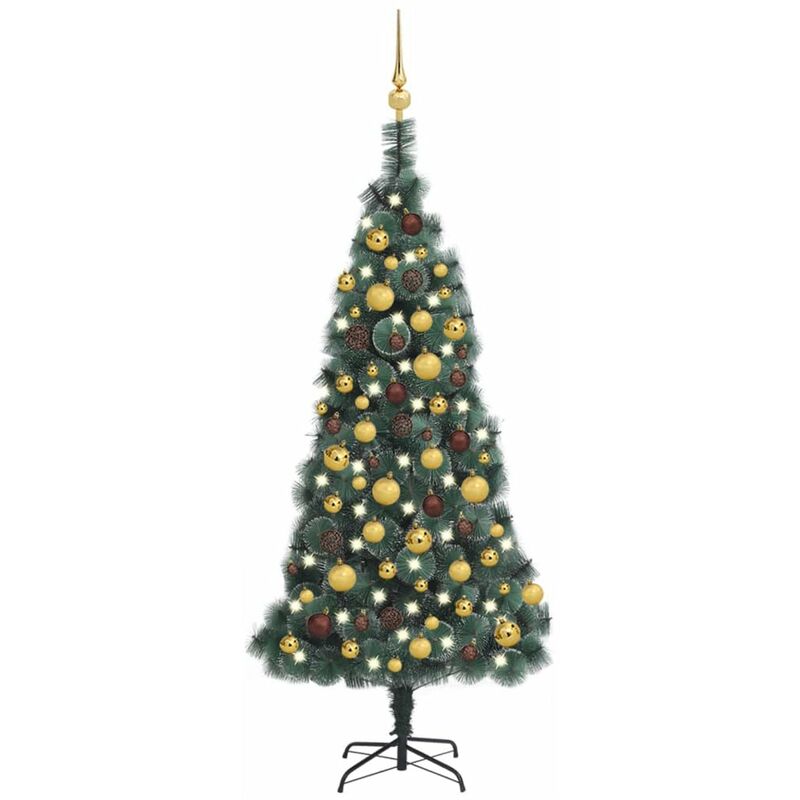 

arbol de Navidad artificial LED y bolas verde 120 cm PVC y PE