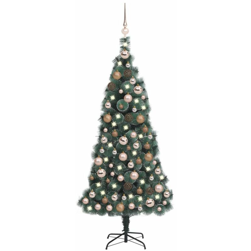 

arbol de Navidad artificial LED y bolas verde 120 cm PVC y PE