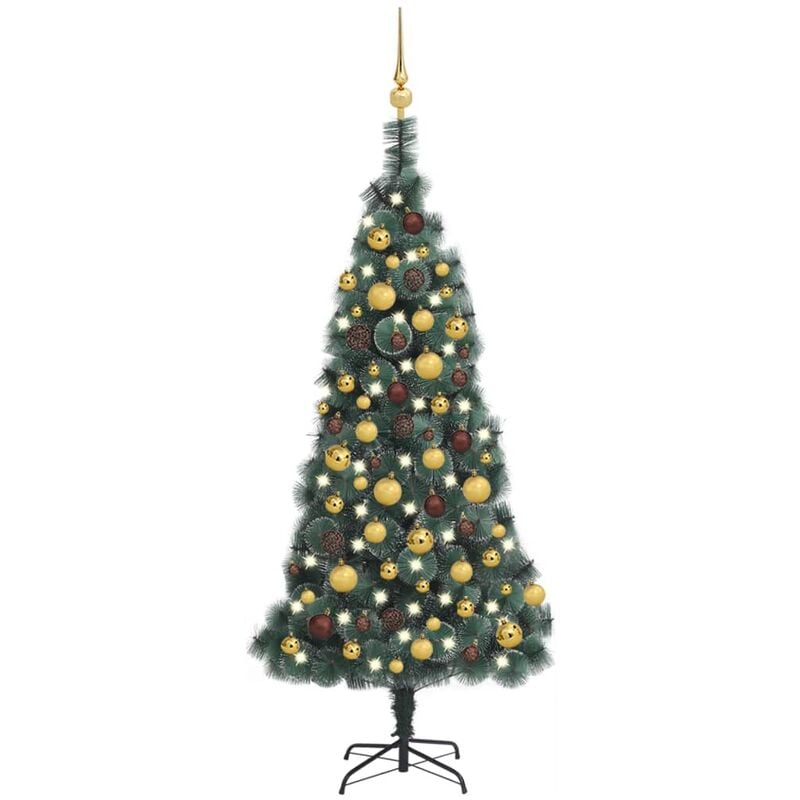 

Árbol de Navidad artificial LED y bolas verde 120 cm PVC y PE