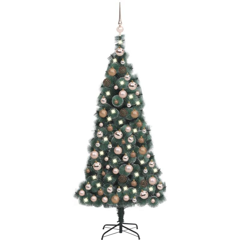 

Árbol de Navidad artificial LED y bolas verde 120 cm PVC y PE