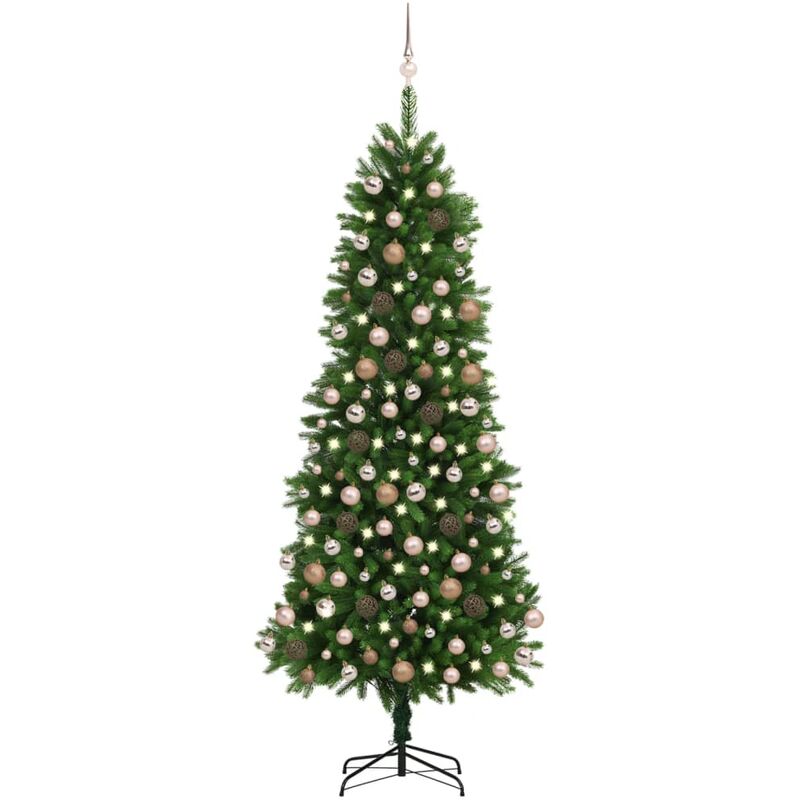 

Árbol de Navidad artificial LED y bolas verde 240 cm