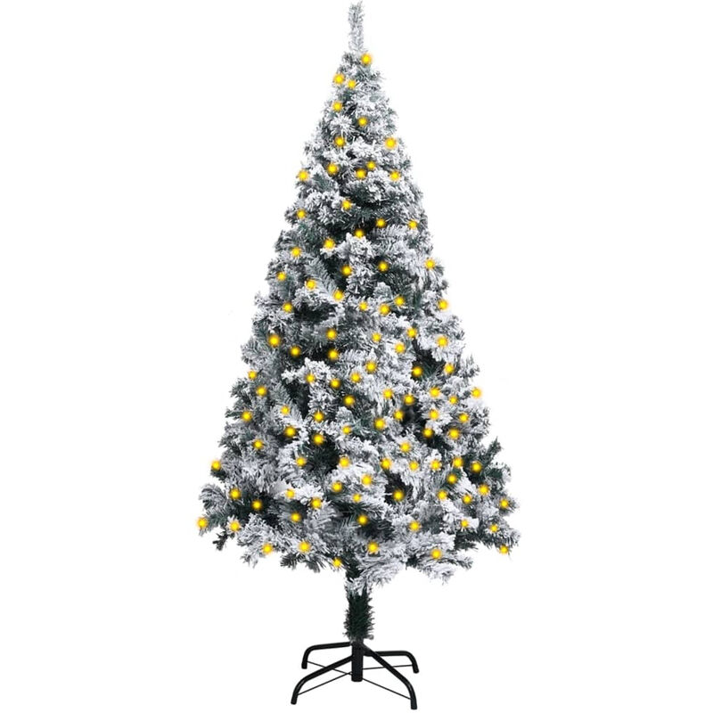 

Happyshopping - arbol de Navidad artificial LED y nieve flocado verde 120 cm