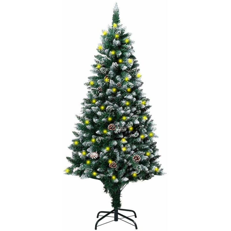 

Happyshopping - arbol de Navidad artificial LED y pinas y nieve blanca 150 cm