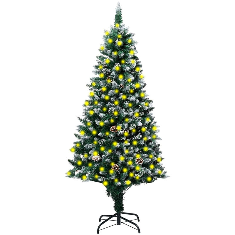 

Happyshopping - arbol de Navidad artificial LED y pinas y nieve blanca 210 cm