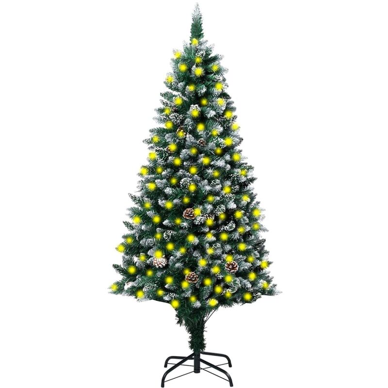 

Árbol de Navidad artificial LED y piñas y nieve blanca 210 cm