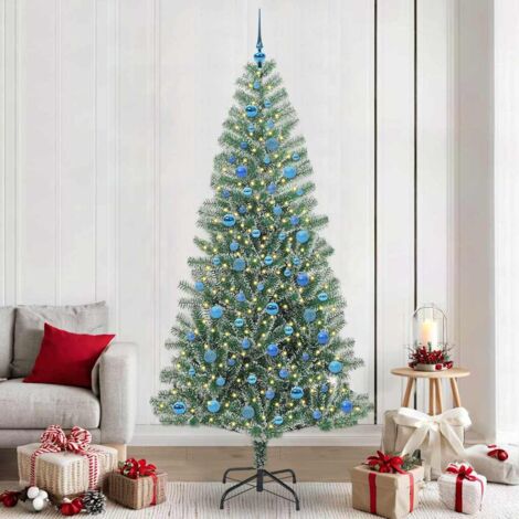Árbol de Navidad Artificial Nevado con Luz LED Verde y 240 cm