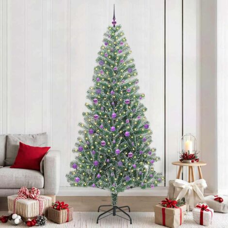 Árbol de Navidad Artificial Nevado con Luz LED Verde y 240 cm