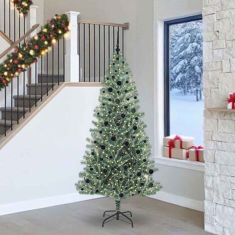 Árbol de Navidad Artificial Nevado con Luz LED Verde y 240 cm