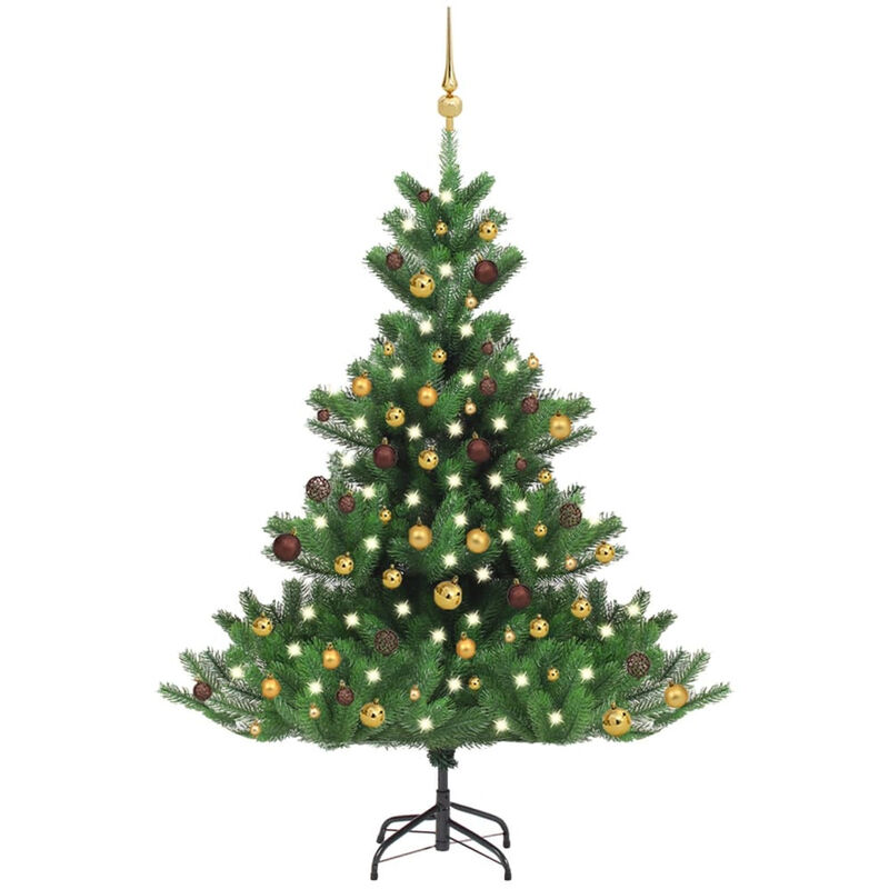 

arbol de Navidad artificial Nordmann Fir LED bolas verde 150 cm