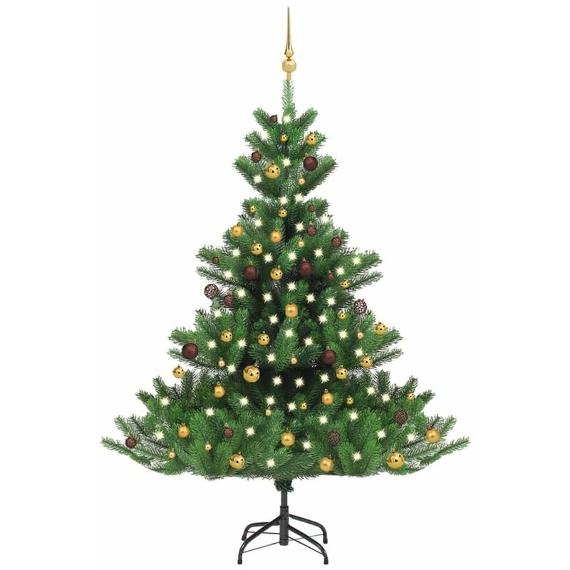 

arbol de Navidad artificial Nordmann Fir LED bolas verde 180 cm