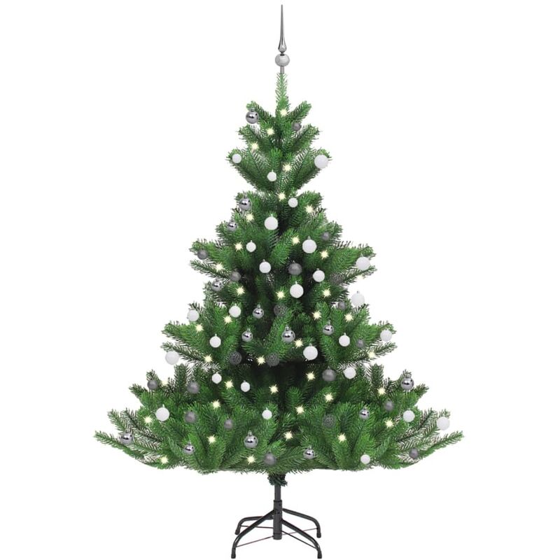

Árbol de Navidad artificial Nordmann Fir LED bolas verde 180 cm