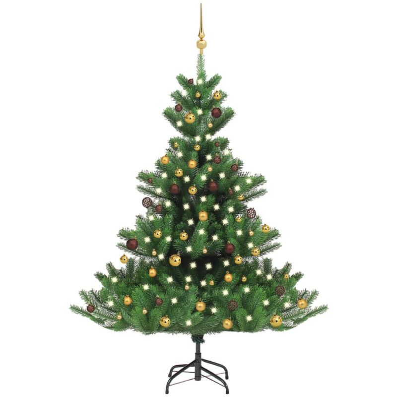 

Árbol de Navidad artificial Nordmann Fir LED bolas verde 180 cm