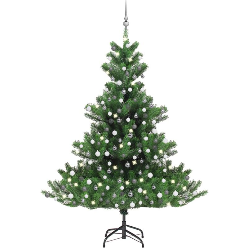 

Árbol de Navidad artificial Nordmann Fir LED bolas verde 210 cm