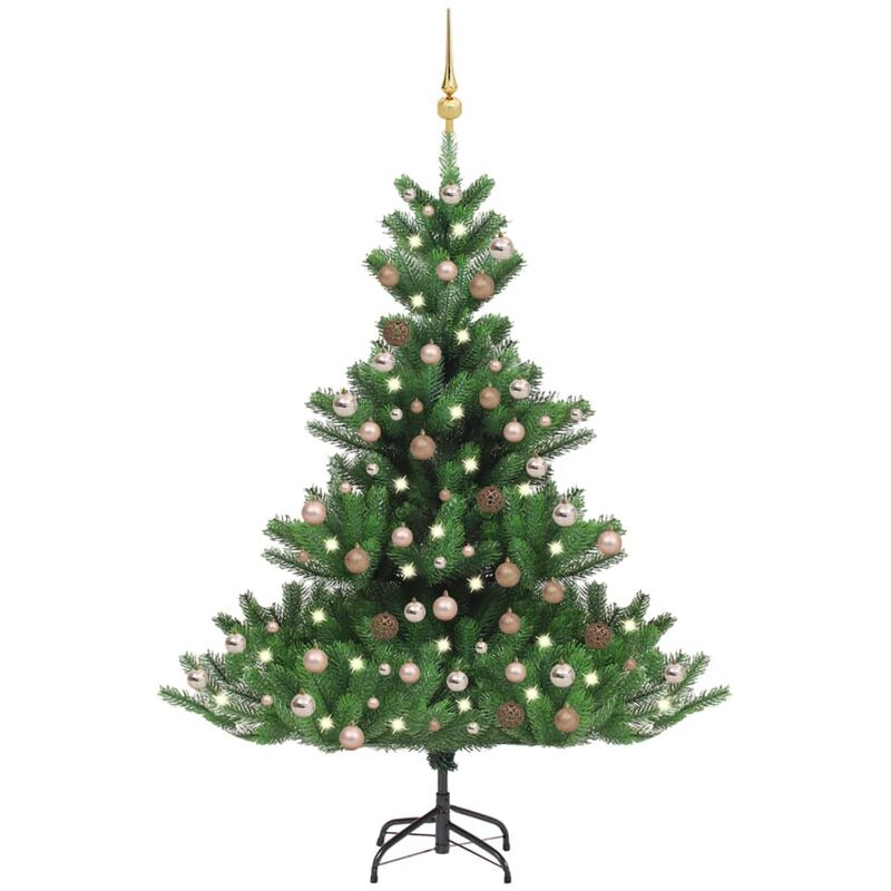 

Árbol de Navidad artificial Nordmann Fir LED bolas verde 210 cm