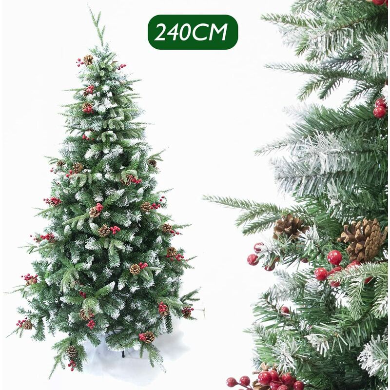 

Árbol de Navidad Artificial, Piñas de Pino y Acebo, Verde Natural, Soporte de Metal, 240cm