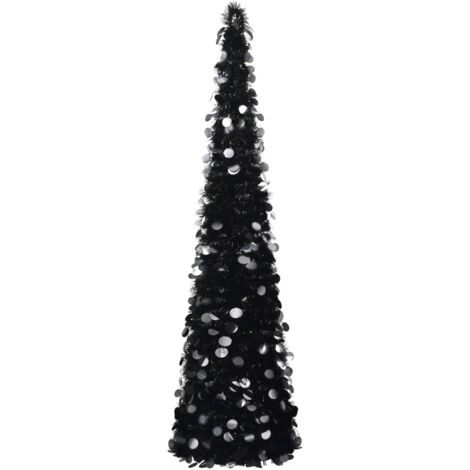 Árbol de Navidad artificial plegable PET negro 150 cm
