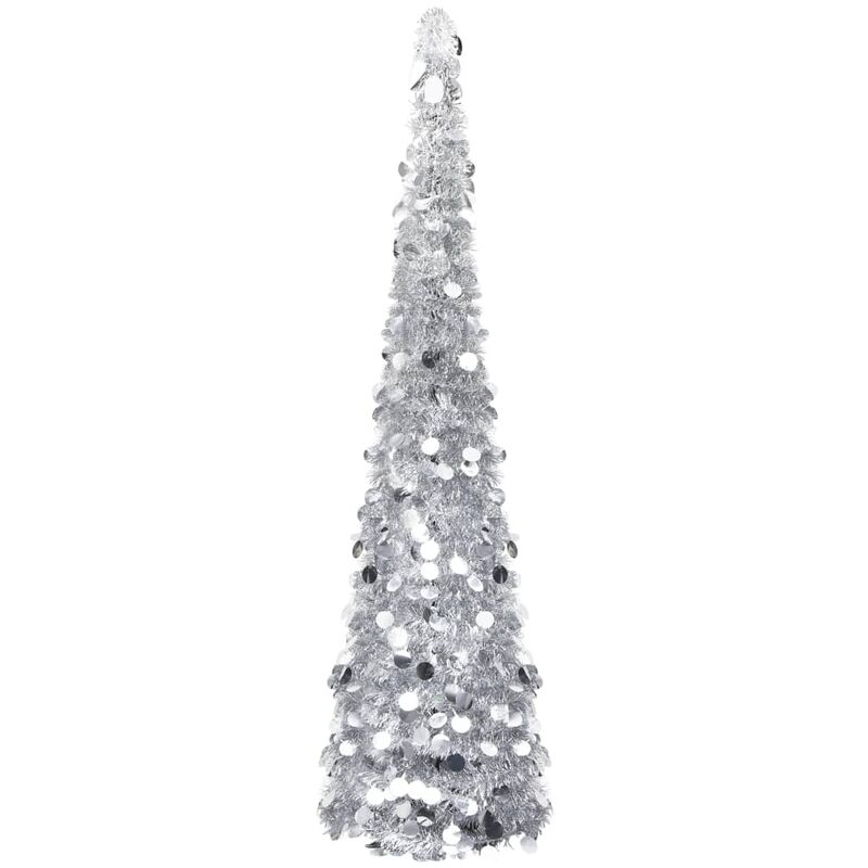 

Árbol de Navidad artificial plegable PET plateado 150 cm