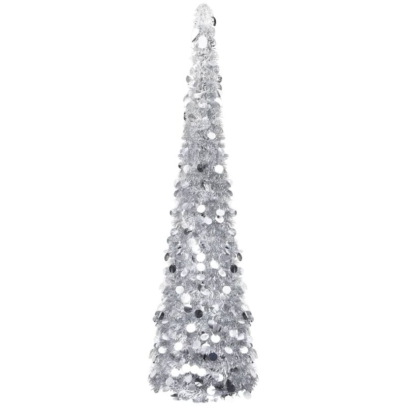 

Árbol de Navidad artificial plegable PET plateado 180 cm