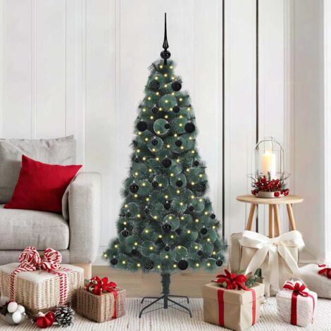 Árbol de Navidad Artificial Preiluminado con Juego de Bolas PET