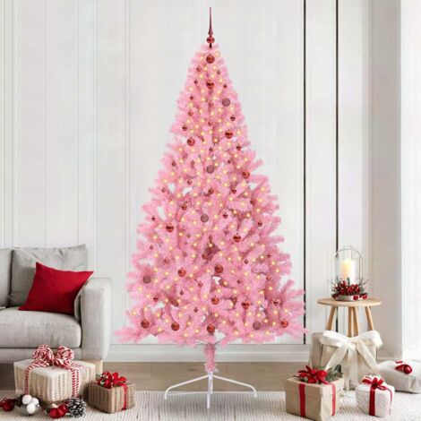 Árbol de Navidad Artificial Preiluminado Rosa 240 cm PVC