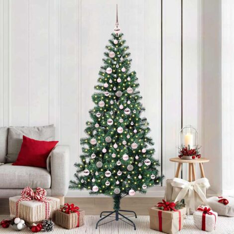Árbol de Navidad Artificial Preiluminado Verde 210 cm
