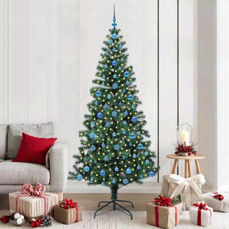 Árbol de Navidad Artificial Preiluminado Verde 210 cm