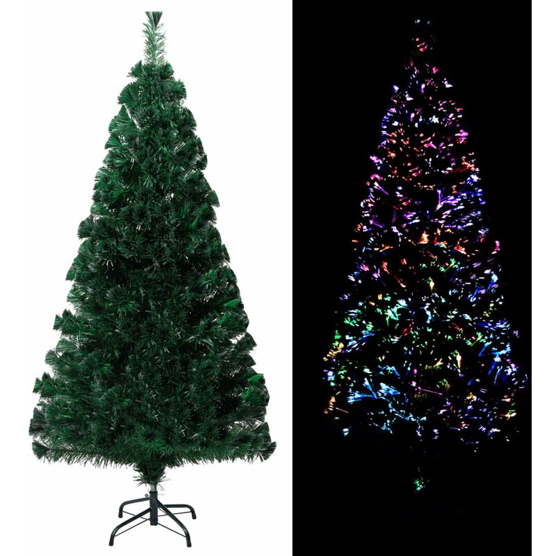 

arbol de Navidad artificial y soporte verde fibra optica 150 cm