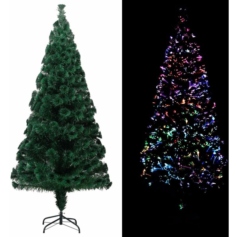 

arbol de Navidad artificial y soporte verde fibra optica 240 cm