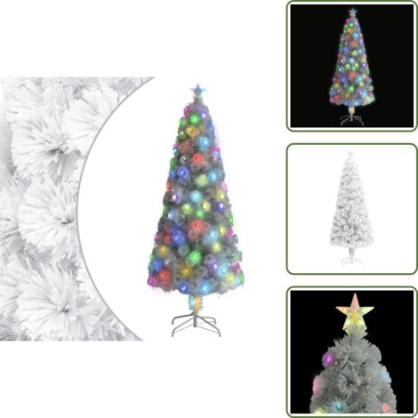Árbol de Navidad blanco - vidaXL Árbol de Navidad artificial con luces fibra óptica blanco 210cm - Decoración navideña