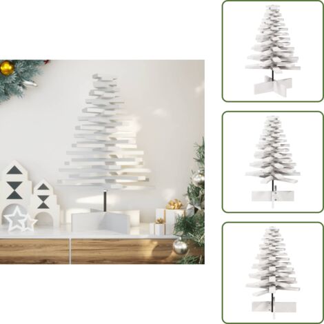 Árbol de Navidad Blanco - vidaXL Árbol Navidad de adorno madera maciza pino blanco 80 cm - Decoración de Hogar
