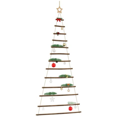 Árbol de Navidad colgante con estrella en la punta, 86 x 180 cm, rama natural