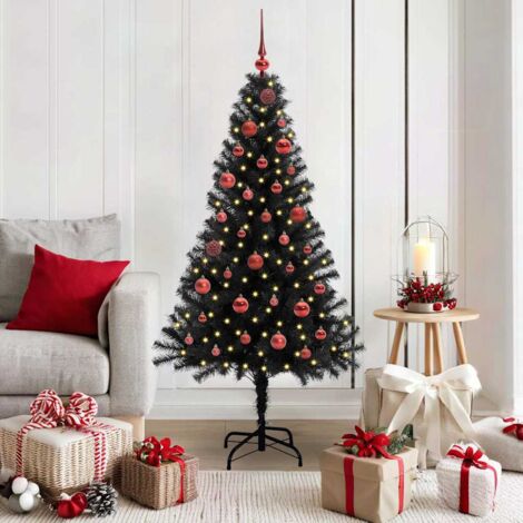 Árbol de Navidad con 150 LED con soporte Negro 150 cm PVC